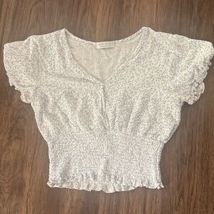 Paper Crane Blue Floral Smocked Crop Top